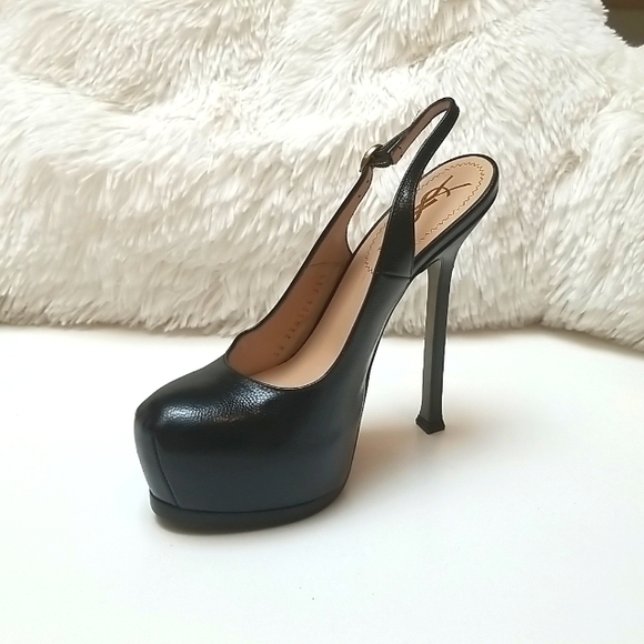 Yves Saint Laurent Black Slingbacks - Picture 2 of 6